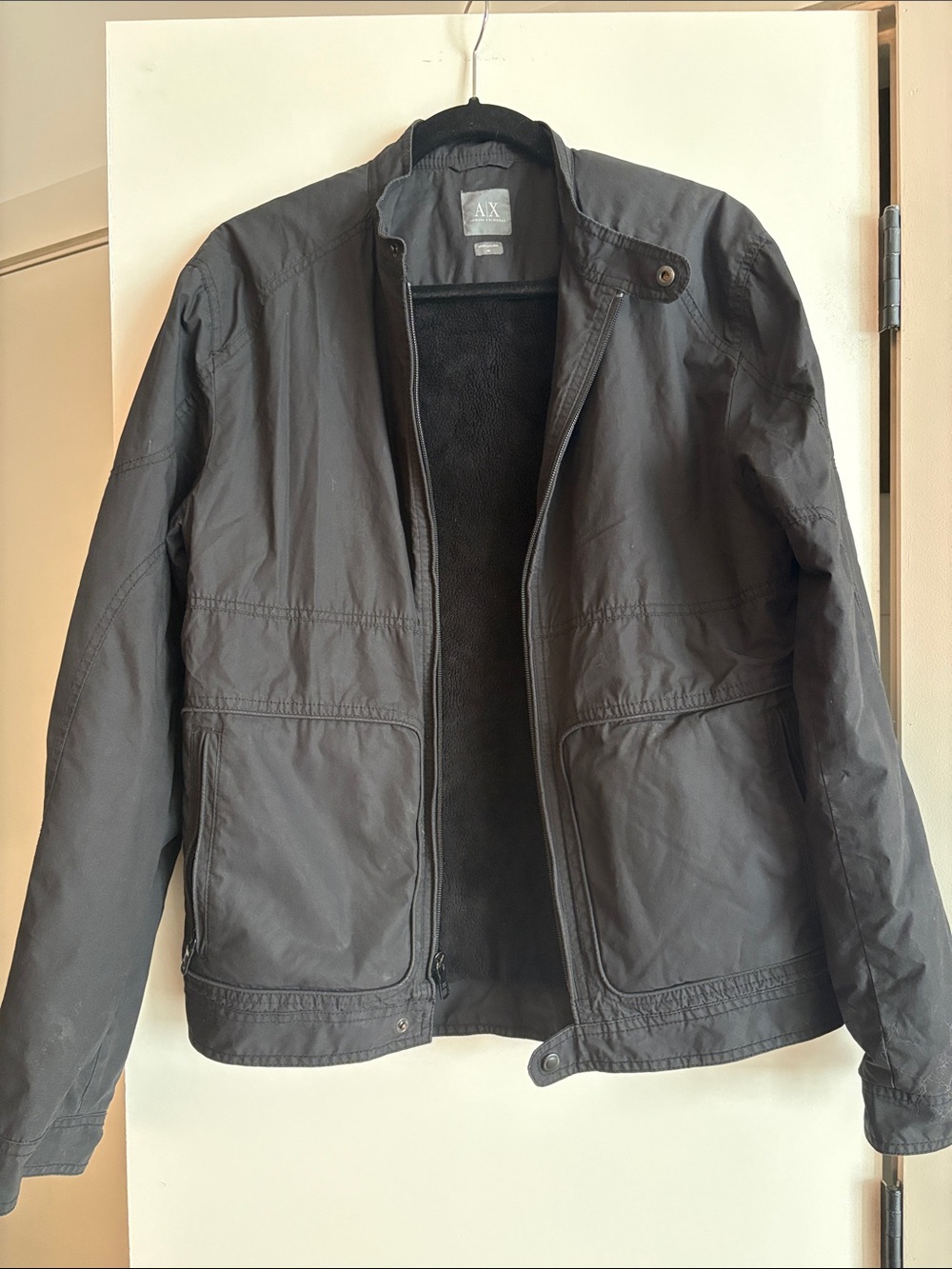 A/X Armani Exchange Men's Black Fleece Lined Field Jacket